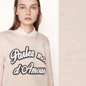 Maje Trone Neoprene Parlez Moi D’amour French Graphic Sweatshirt